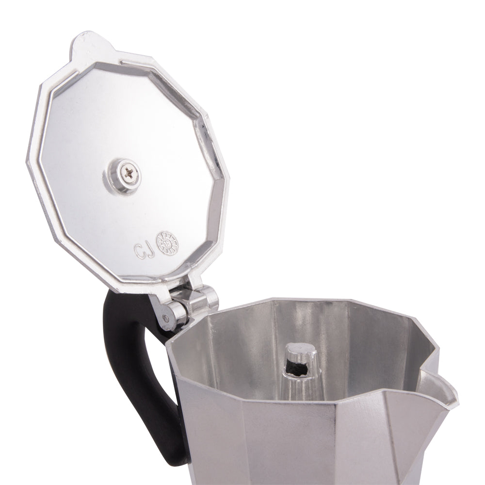 BiggCoffee Hes-3 Espressokocher in elegantem Design, ideal für die Zubereitung von Espresso.