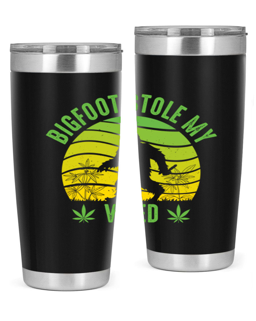 Bigfoot Stole My Weed 15# Tumbler featuring a humorous design, made of stainless steel with double wall vacuum insulation.
