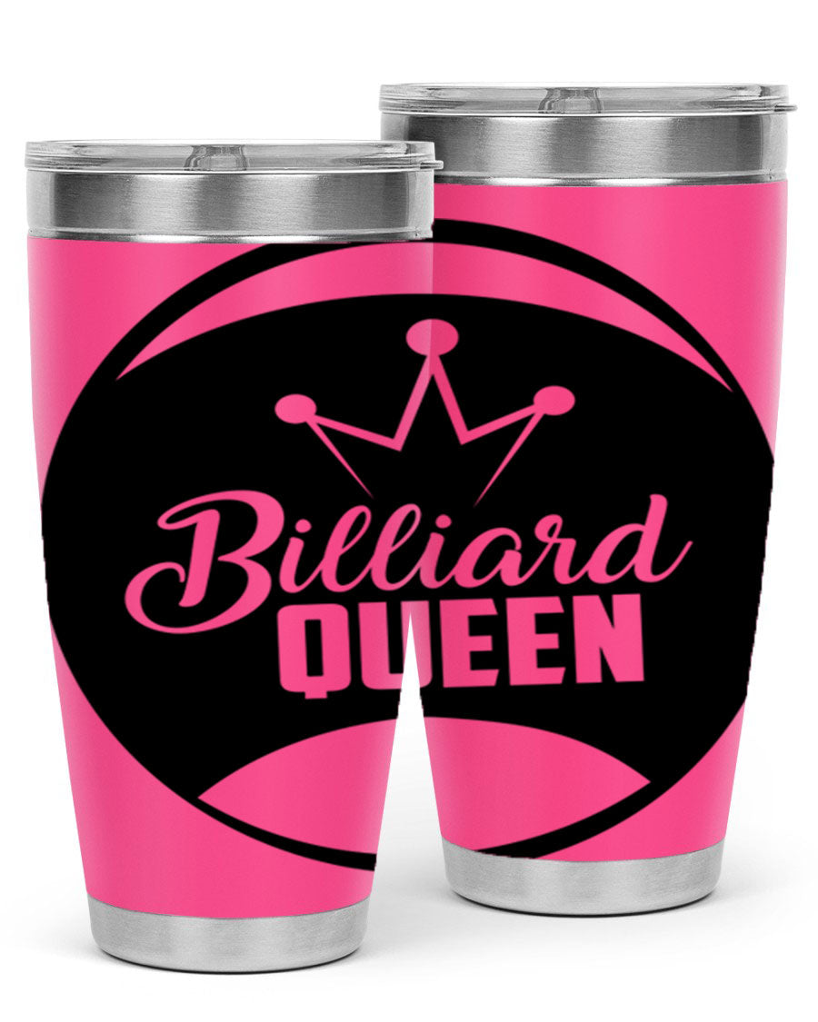 Billiard Queen 1415# 20oz stainless steel tumbler with copper lining, featuring a drink-thru lid and stylish design.