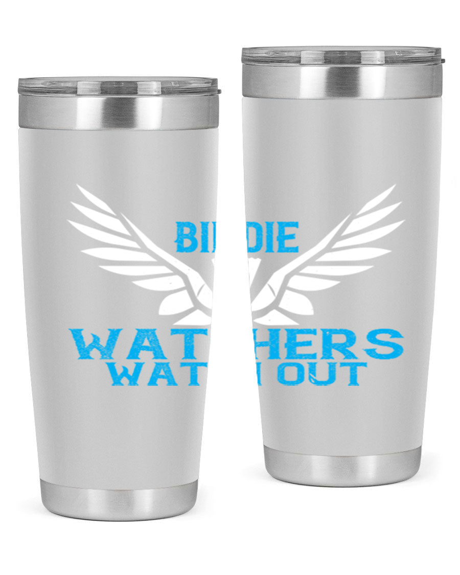 Birdie Watchers 20oz stainless steel tumbler with a sleek design, perfect for hot and cold beverages.
