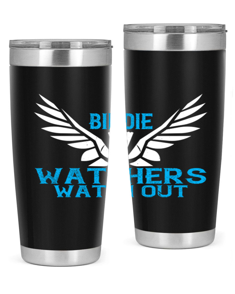 Birdie Watchers 20oz stainless steel tumbler with a sleek design, perfect for hot and cold beverages.