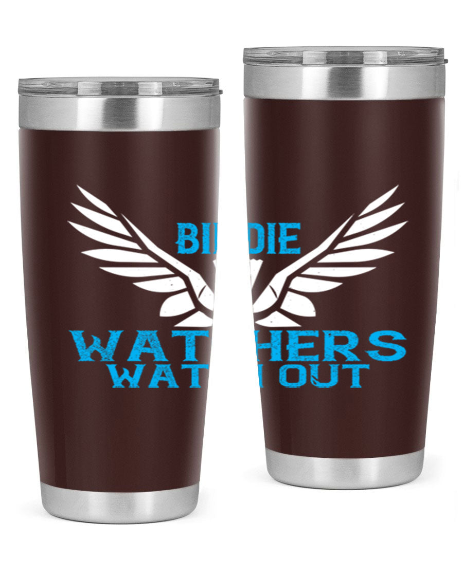 Birdie Watchers 20oz stainless steel tumbler with a sleek design, perfect for hot and cold beverages.