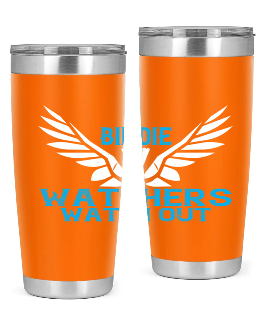 Birdie Watchers 20oz stainless steel tumbler with a sleek design, perfect for hot and cold beverages.
