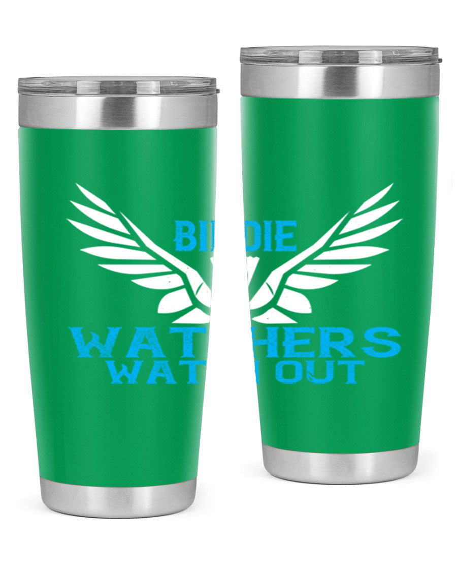 Birdie Watchers 20oz stainless steel tumbler with a sleek design, perfect for hot and cold beverages.