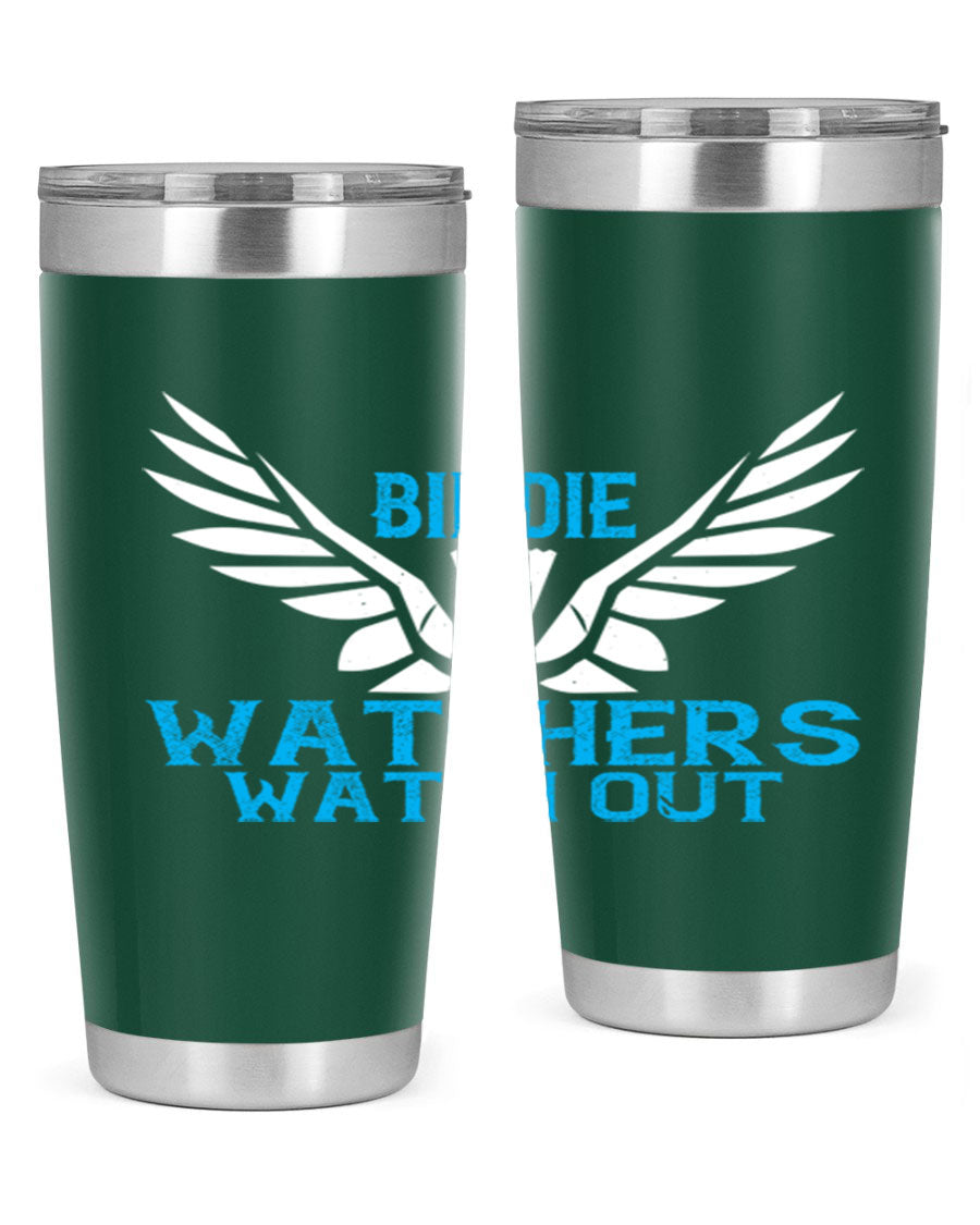 Birdie Watchers 20oz stainless steel tumbler with a sleek design, perfect for hot and cold beverages.