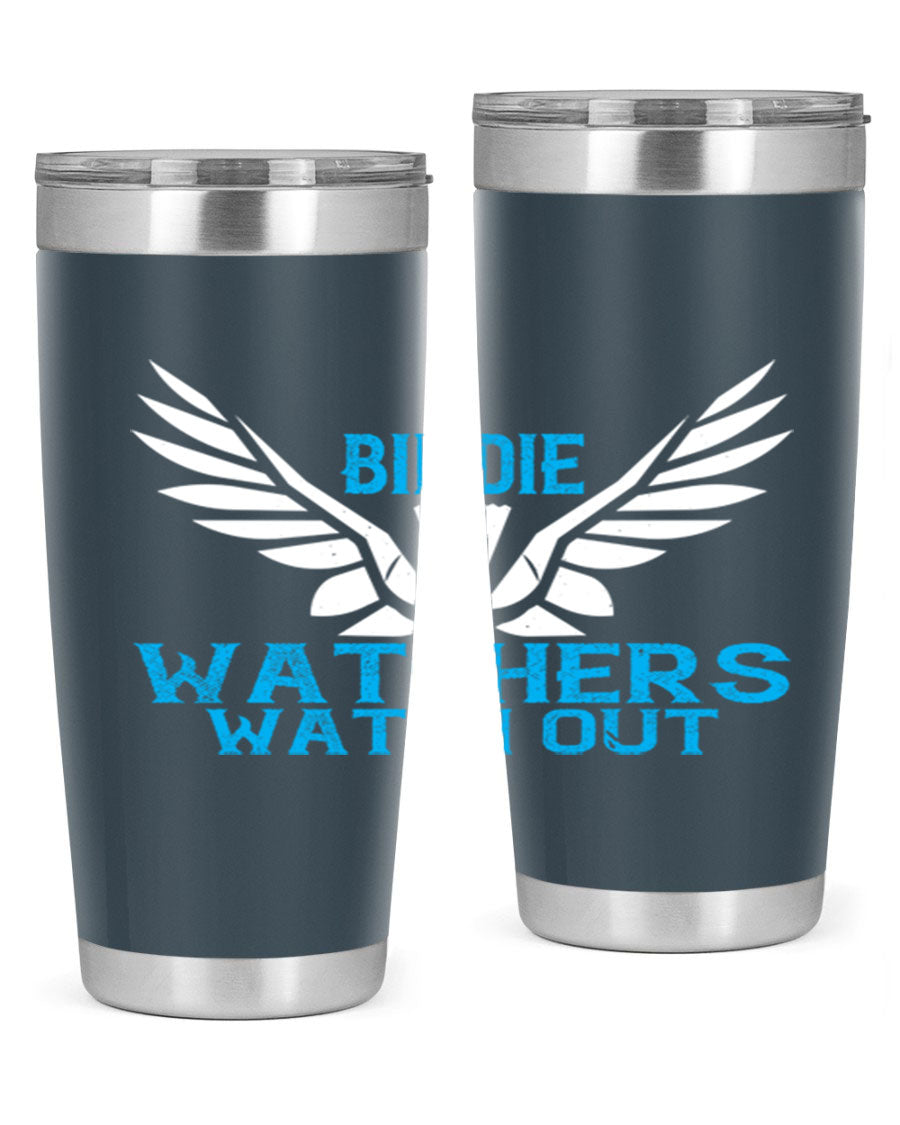 Birdie Watchers 20oz stainless steel tumbler with a sleek design, perfect for hot and cold beverages.