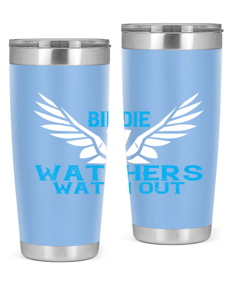 Birdie Watchers 20oz stainless steel tumbler with a sleek design, perfect for hot and cold beverages.