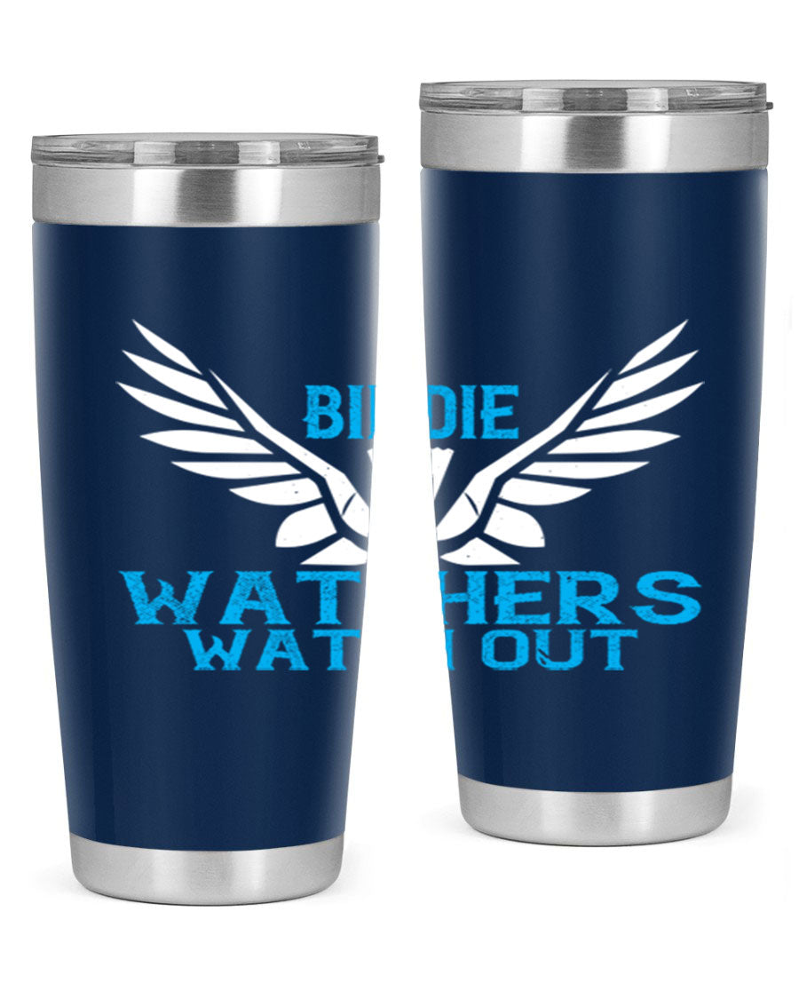 Birdie Watchers 20oz stainless steel tumbler with a sleek design, perfect for hot and cold beverages.
