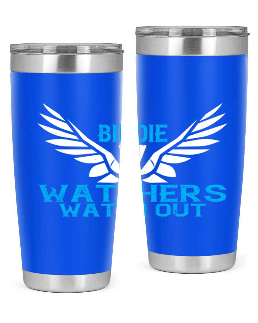 Birdie Watchers 20oz stainless steel tumbler with a sleek design, perfect for hot and cold beverages.