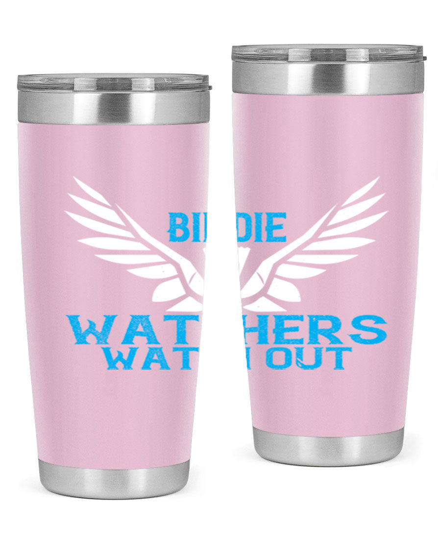 Birdie Watchers 20oz stainless steel tumbler with a sleek design, perfect for hot and cold beverages.