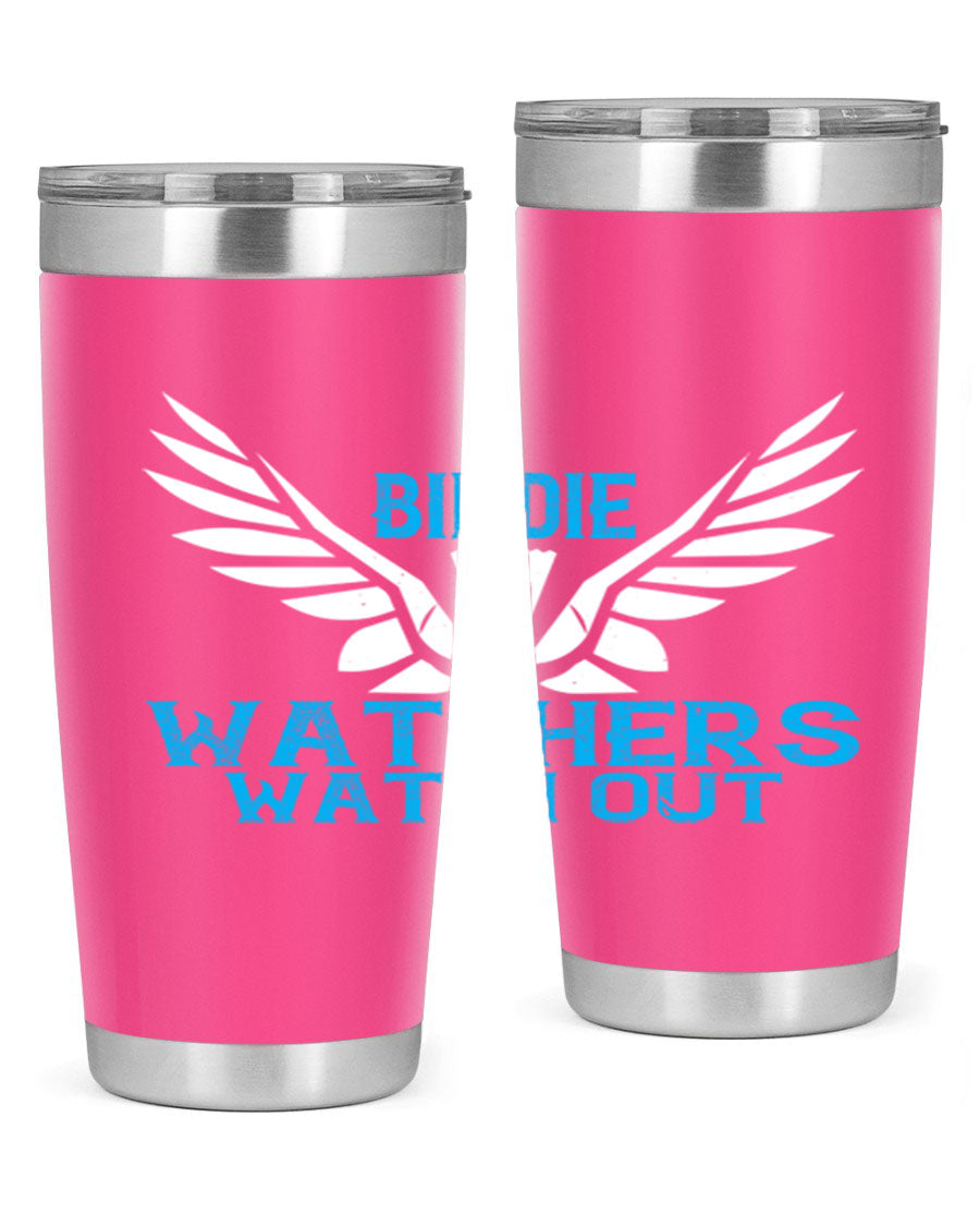 Birdie Watchers 20oz stainless steel tumbler with a sleek design, perfect for hot and cold beverages.