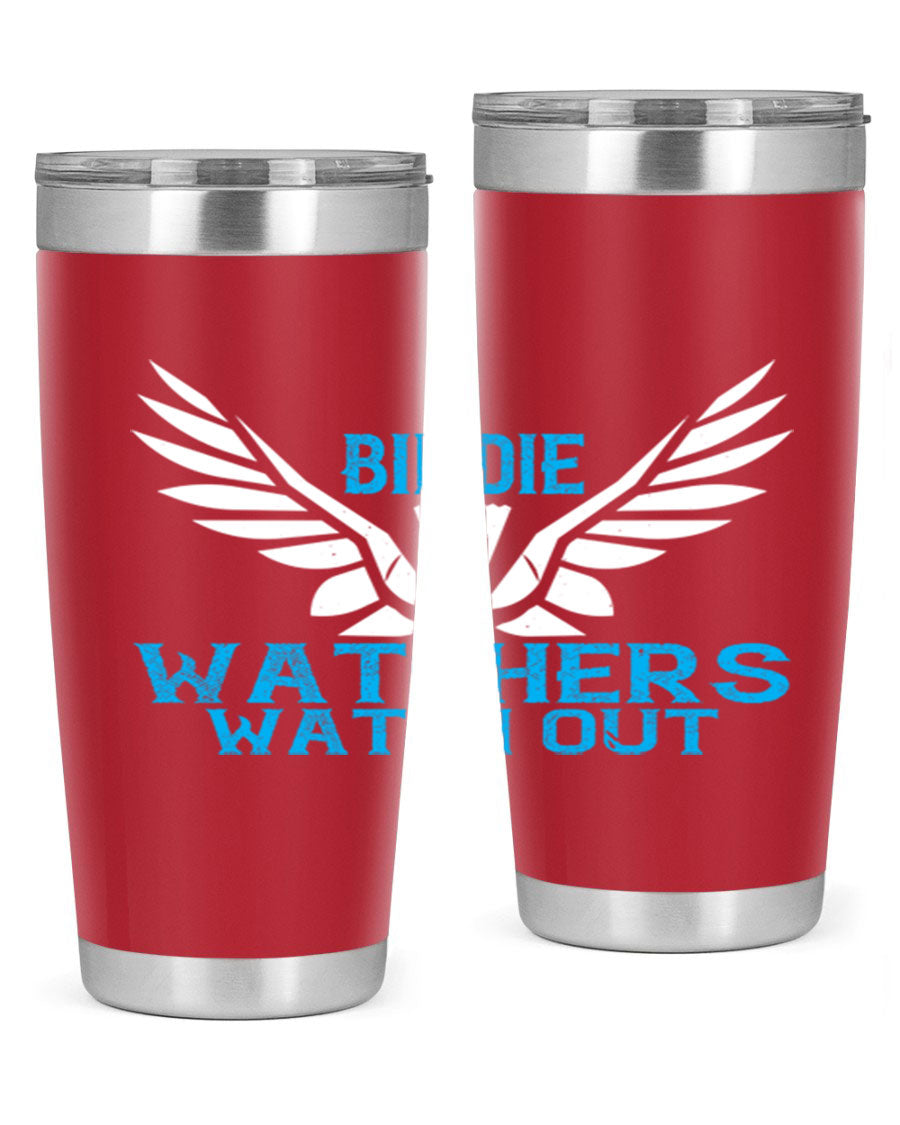 Birdie Watchers 20oz stainless steel tumbler with a sleek design, perfect for hot and cold beverages.