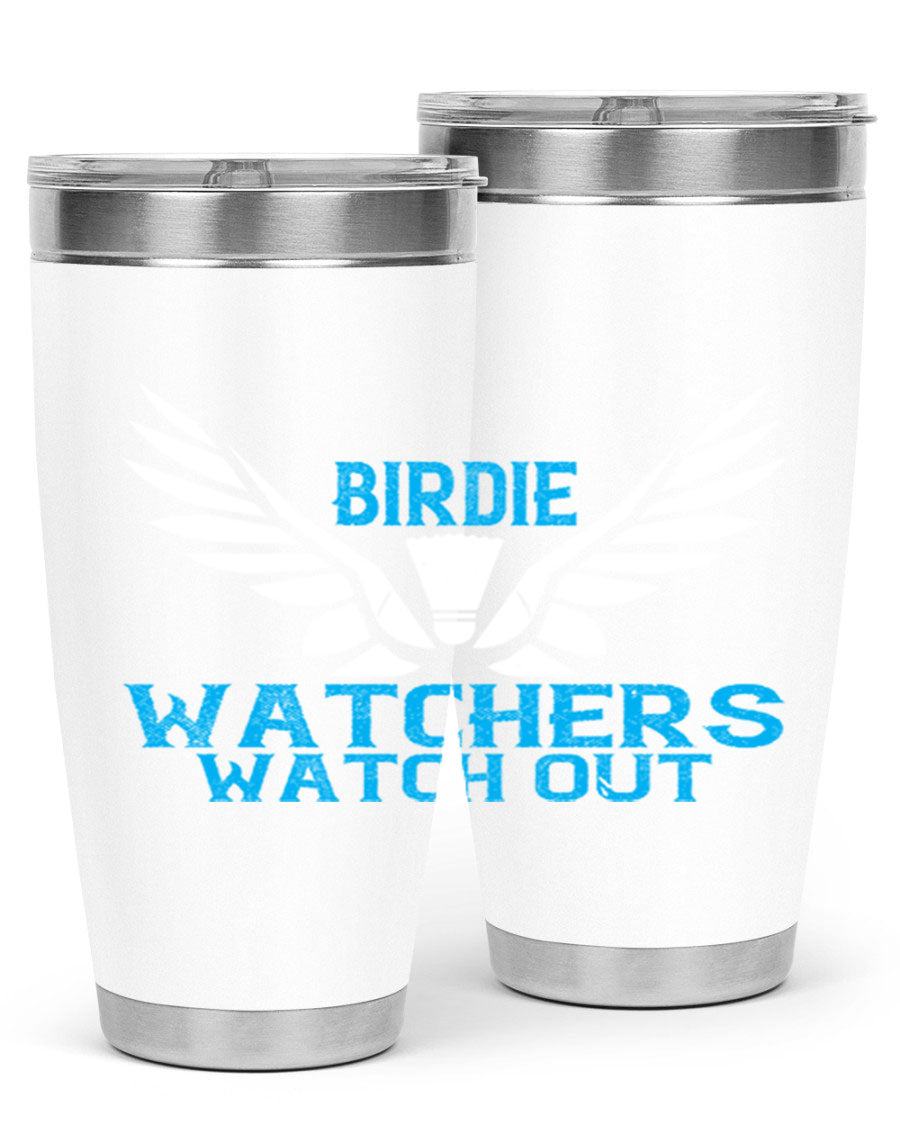 Birdie Watchers 20oz stainless steel tumbler with a sleek design, perfect for hot and cold beverages.