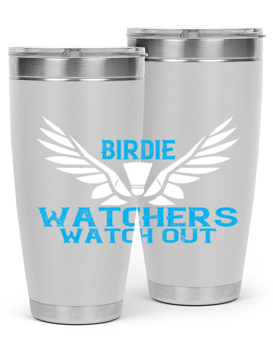 Birdie Watchers 20oz stainless steel tumbler with a sleek design, perfect for hot and cold beverages.