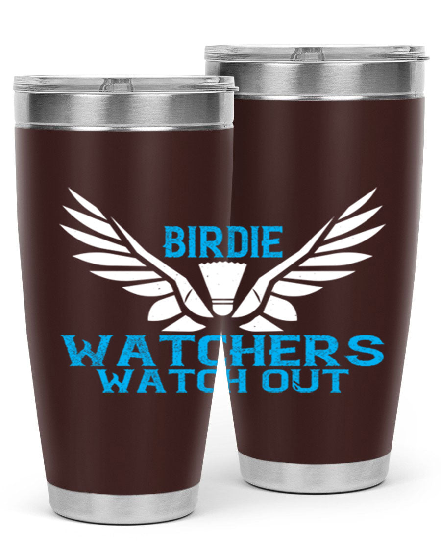 Birdie Watchers 20oz stainless steel tumbler with a sleek design, perfect for hot and cold beverages.