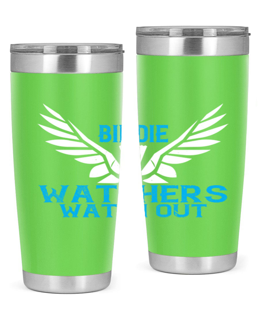 Birdie Watchers 20oz stainless steel tumbler with a sleek design, perfect for hot and cold beverages.