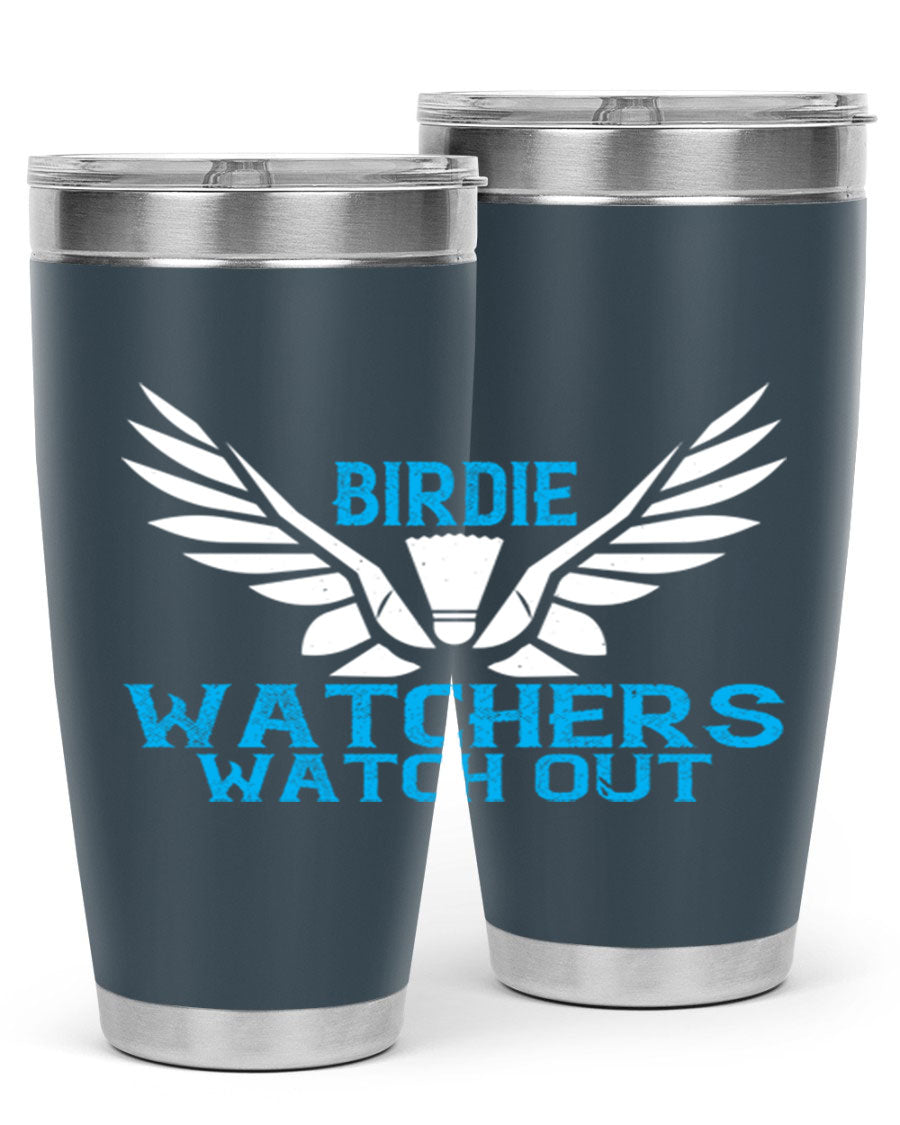 Birdie Watchers 20oz stainless steel tumbler with a sleek design, perfect for hot and cold beverages.