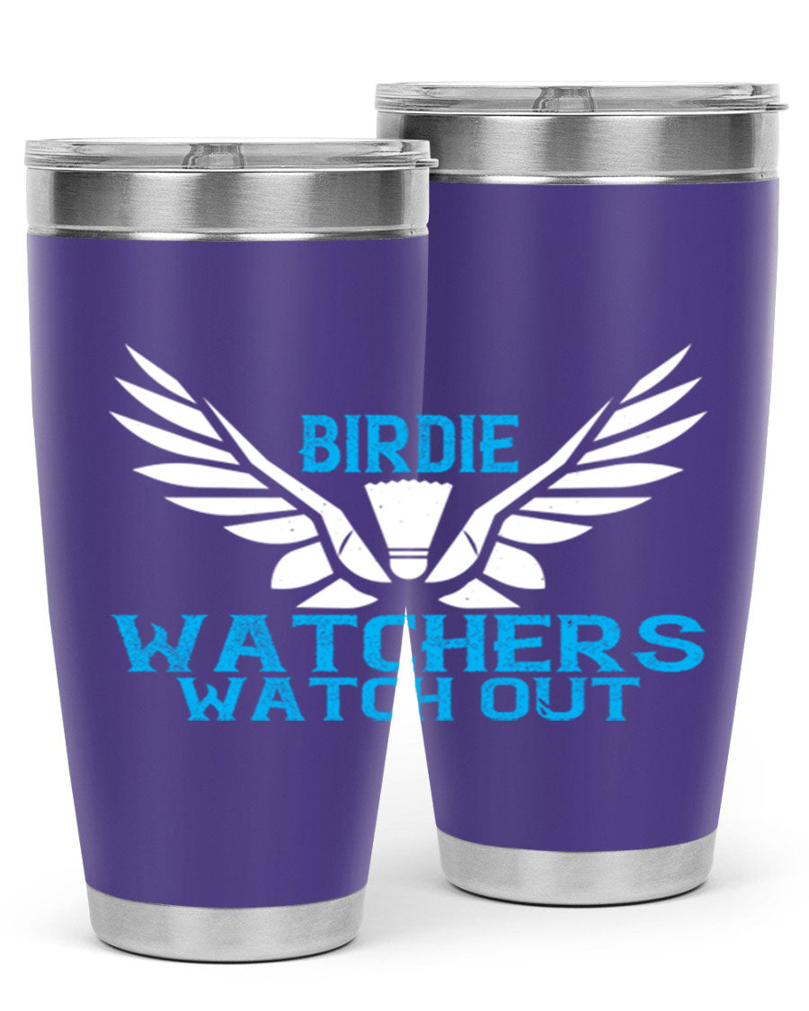 Birdie Watchers 20oz stainless steel tumbler with a sleek design, perfect for hot and cold beverages.