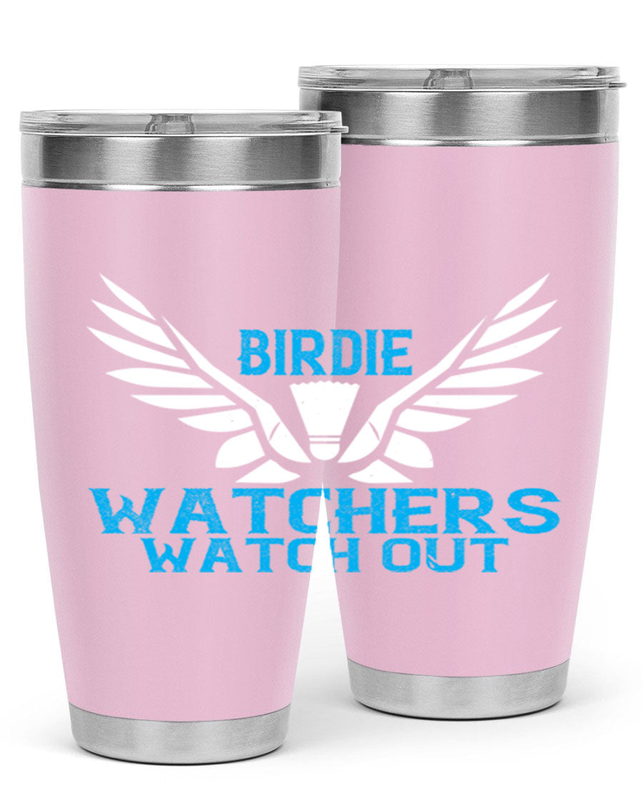Birdie Watchers 20oz stainless steel tumbler with a sleek design, perfect for hot and cold beverages.