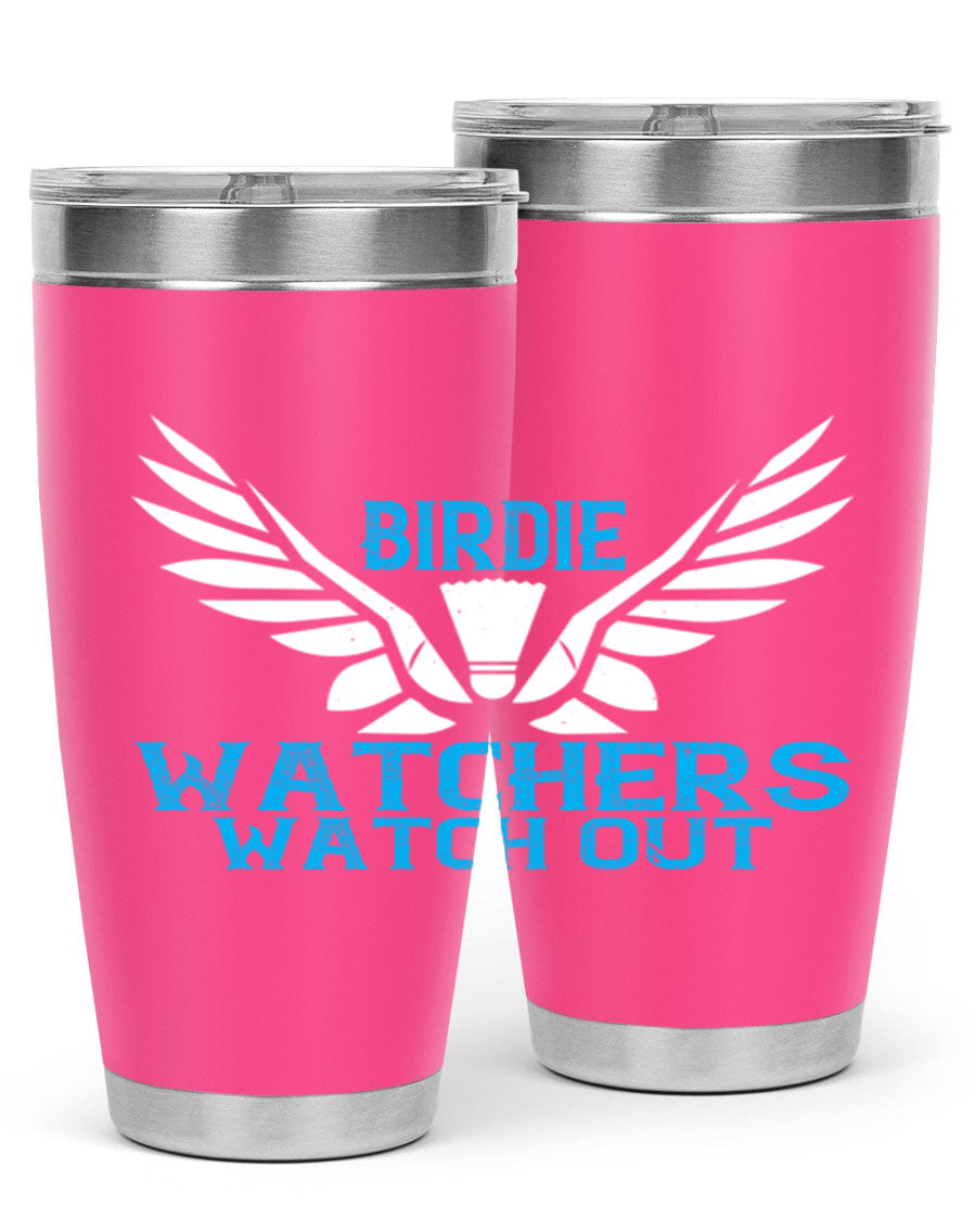 Birdie Watchers 20oz stainless steel tumbler with a sleek design, perfect for hot and cold beverages.