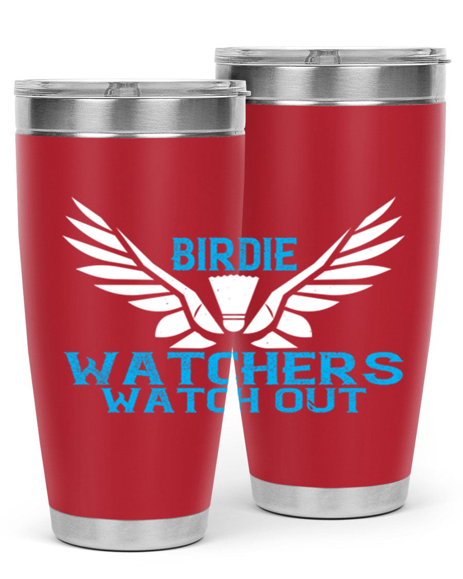 Birdie Watchers 20oz stainless steel tumbler with a sleek design, perfect for hot and cold beverages.