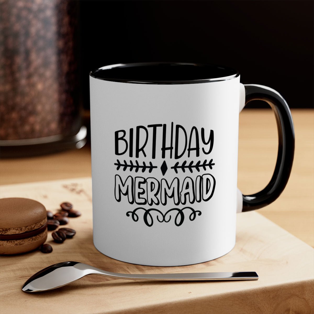 Colorful Birthday Mermaid Mug with glossy finish and C-shaped handle, available in multiple colors.