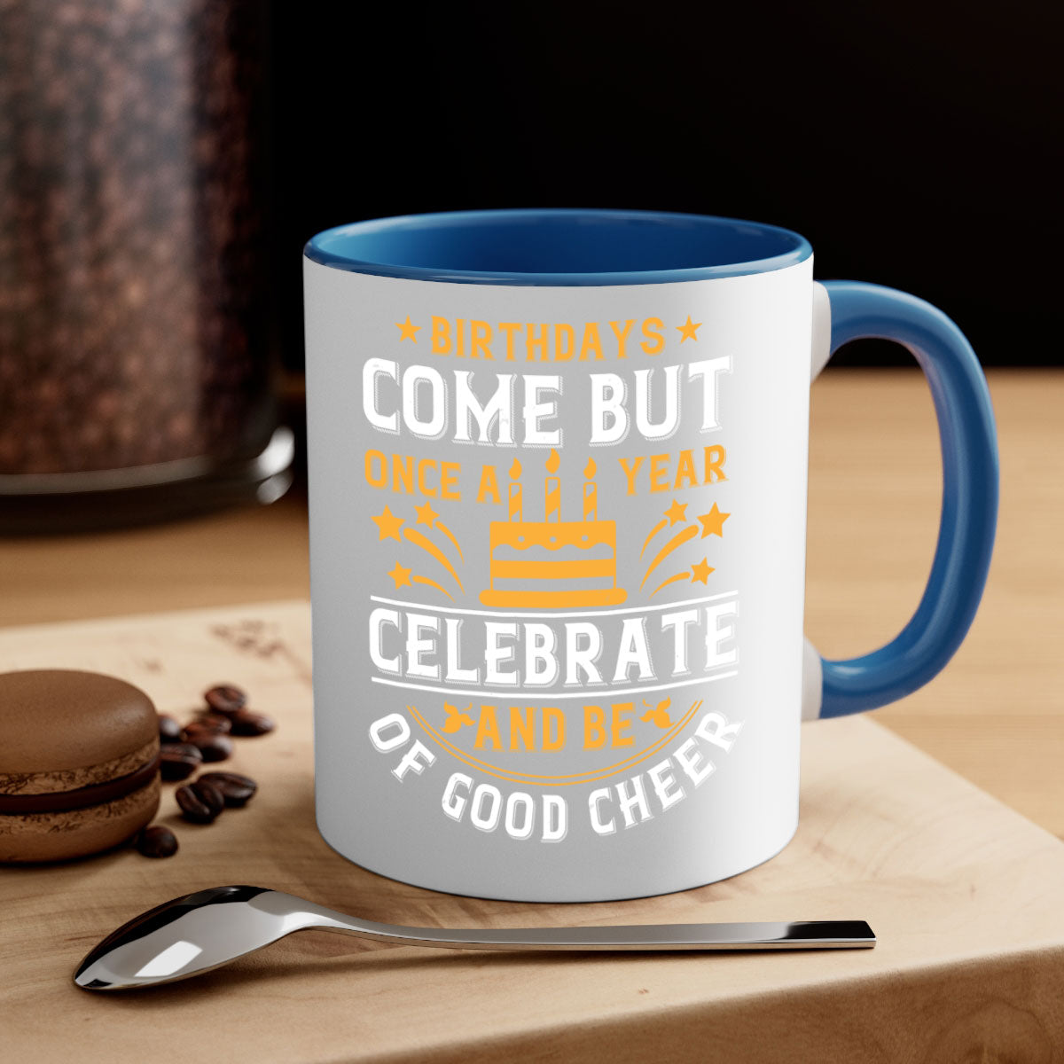 A stylish two-tone ceramic mug with a colored handle and glossy finish, perfect for coffee or tea, available in multiple colors.