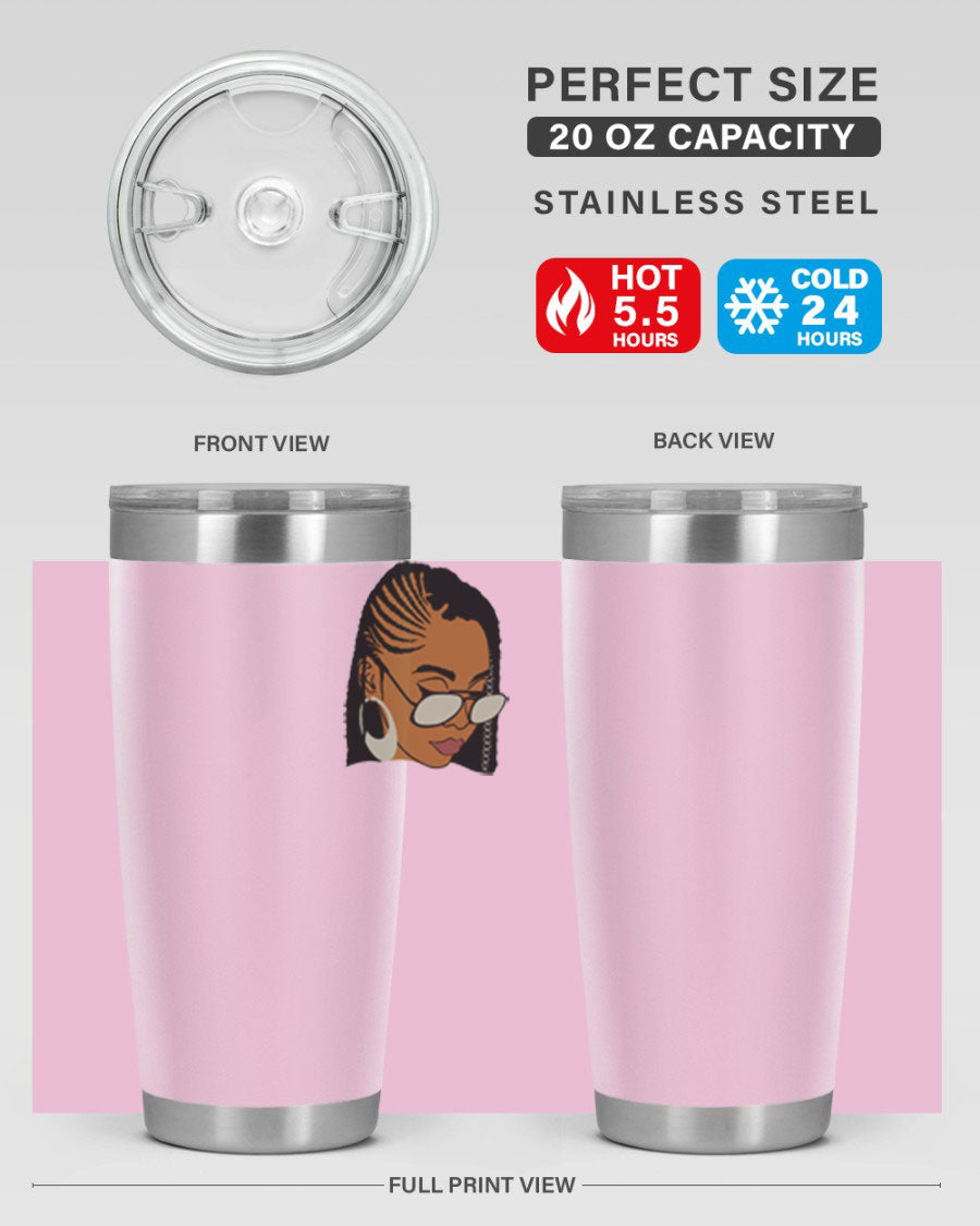 Black Afro 39# Tumbler featuring a stylish design, made from stainless steel with a copper lining, perfect for keeping drinks hot or cold.