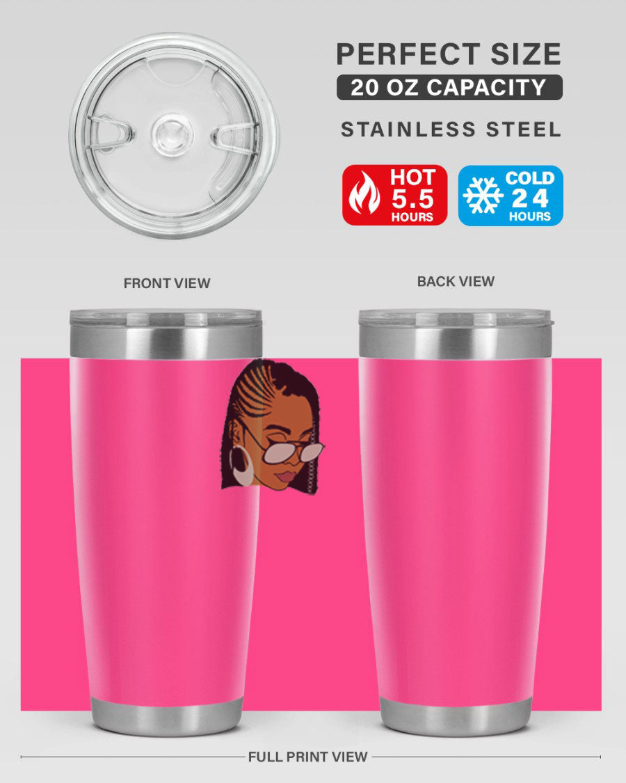 Black Afro 39# Tumbler featuring a stylish design, made from stainless steel with a copper lining, perfect for keeping drinks hot or cold.