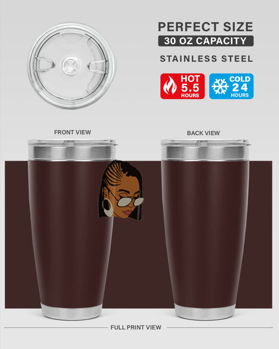 Black Afro 39# Tumbler featuring a stylish design, made from stainless steel with a copper lining, perfect for keeping drinks hot or cold.