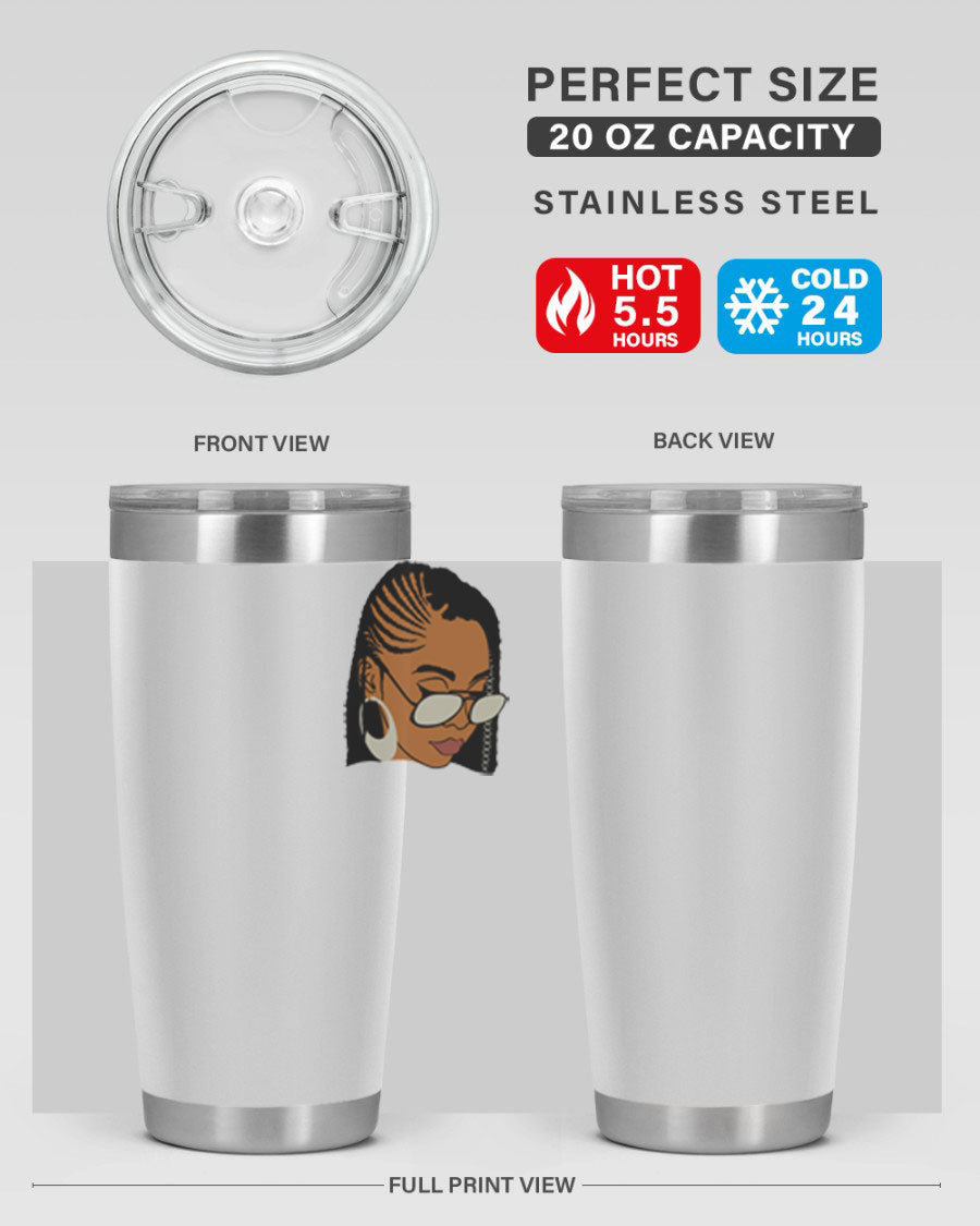 Black Afro 39# Tumbler featuring a stylish design, made from stainless steel with a copper lining, perfect for keeping drinks hot or cold.