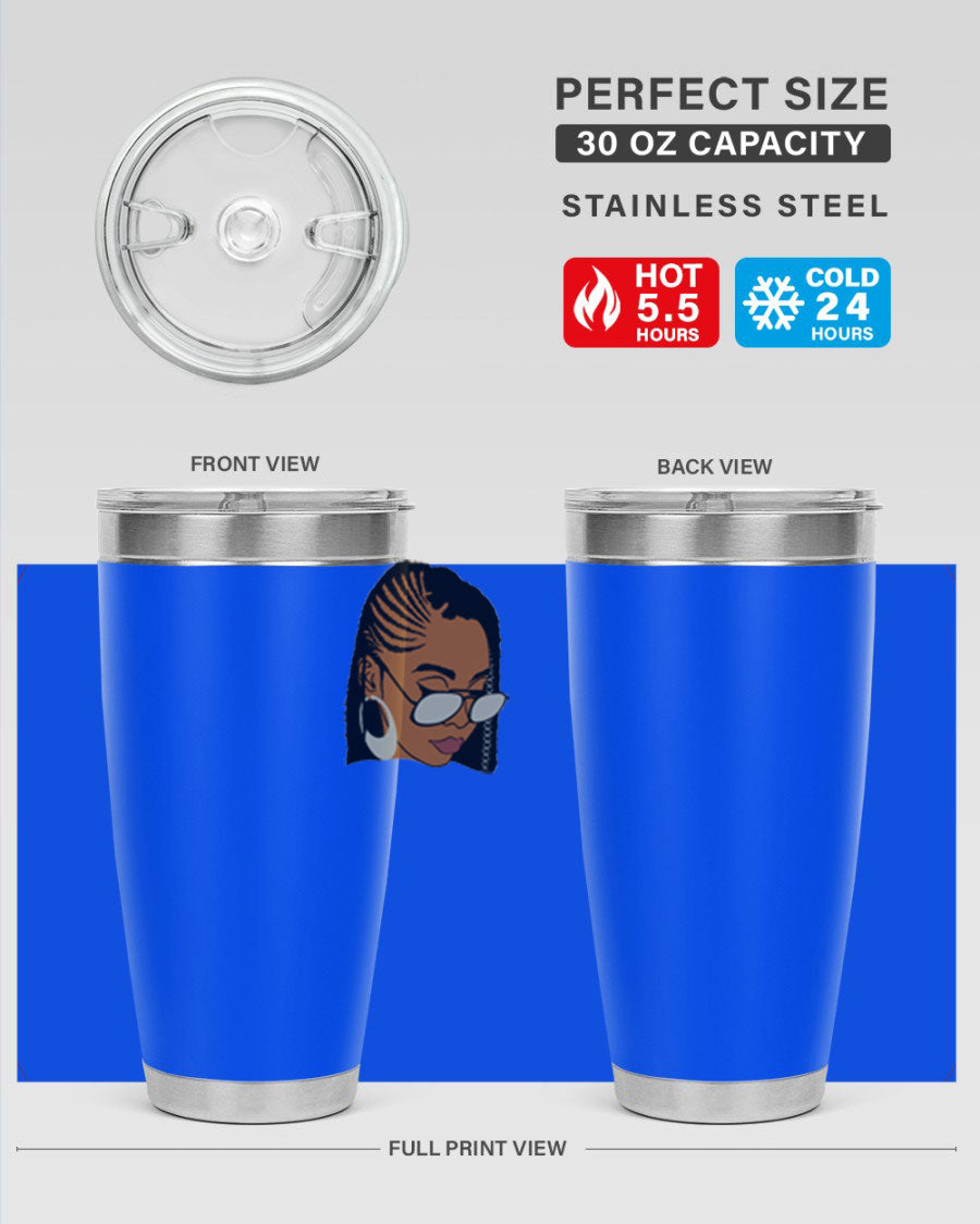 Black Afro 39# Tumbler featuring a stylish design, made from stainless steel with a copper lining, perfect for keeping drinks hot or cold.