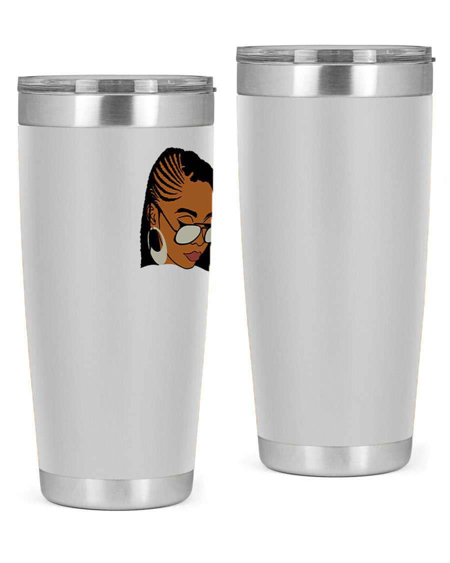 Black Afro 39# Tumbler featuring a stylish design, made from stainless steel with a copper lining, perfect for keeping drinks hot or cold.