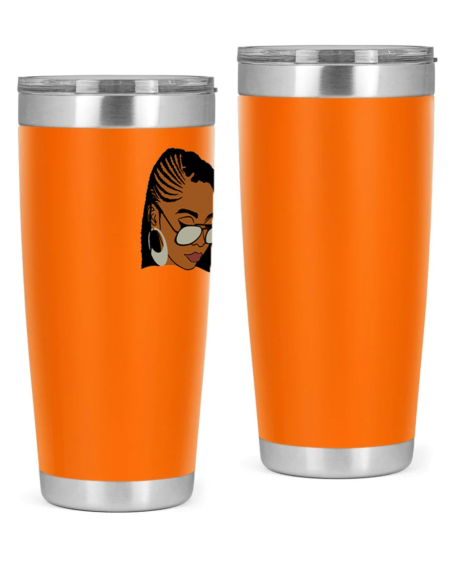 Black Afro 39# Tumbler featuring a stylish design, made from stainless steel with a copper lining, perfect for keeping drinks hot or cold.