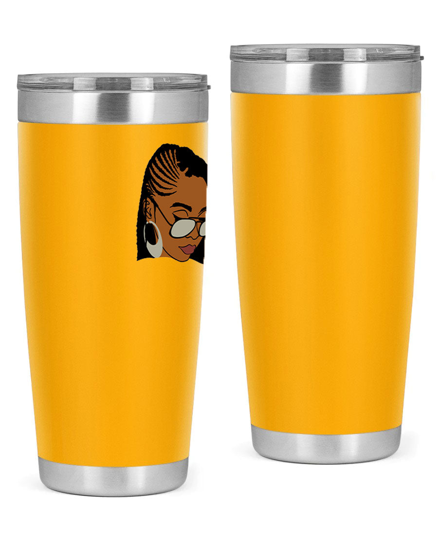 Black Afro 39# Tumbler featuring a stylish design, made from stainless steel with a copper lining, perfect for keeping drinks hot or cold.
