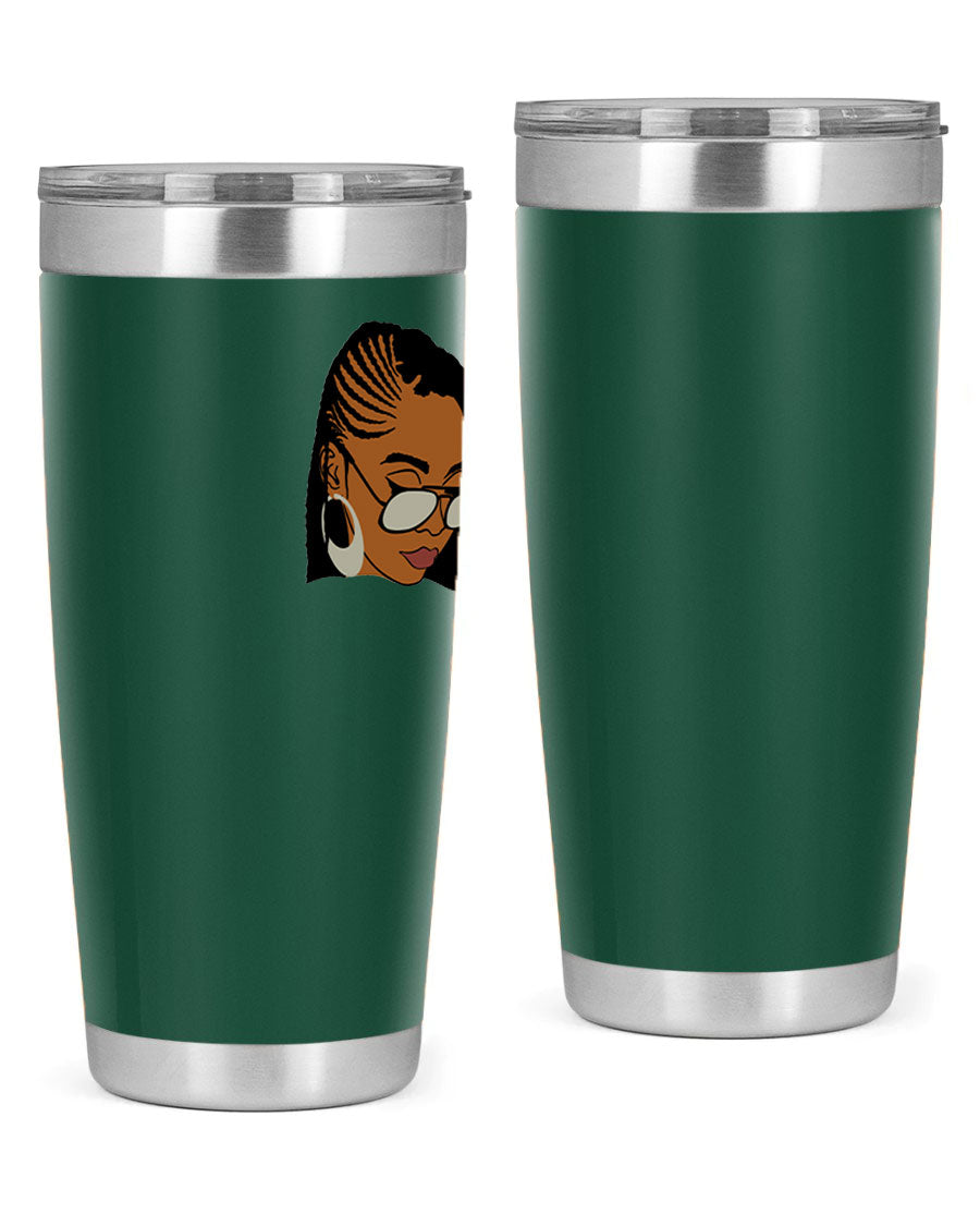 Black Afro 39# Tumbler featuring a stylish design, made from stainless steel with a copper lining, perfect for keeping drinks hot or cold.