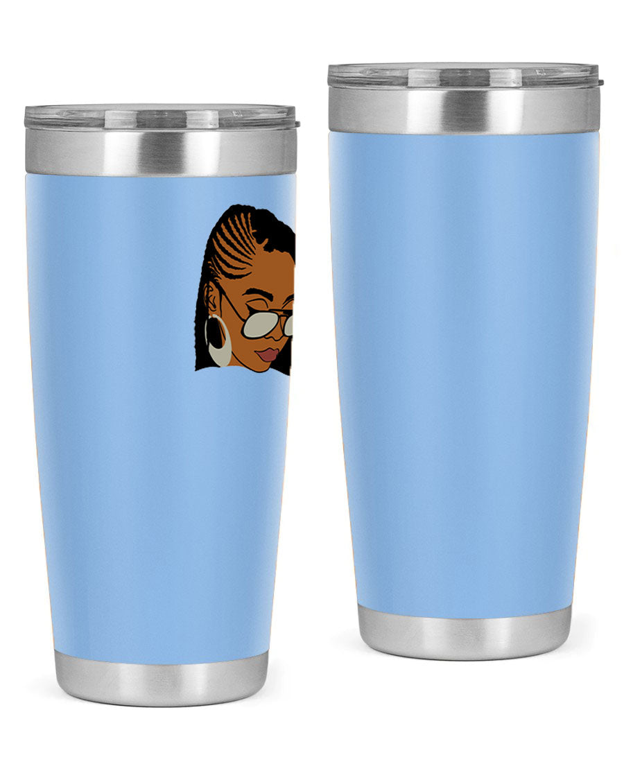 Black Afro 39# Tumbler featuring a stylish design, made from stainless steel with a copper lining, perfect for keeping drinks hot or cold.