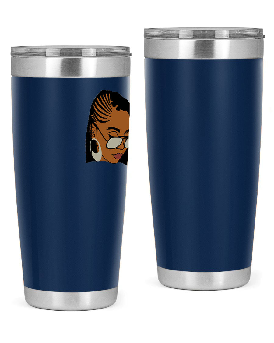 Black Afro 39# Tumbler featuring a stylish design, made from stainless steel with a copper lining, perfect for keeping drinks hot or cold.