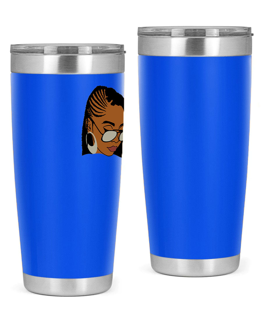 Black Afro 39# Tumbler featuring a stylish design, made from stainless steel with a copper lining, perfect for keeping drinks hot or cold.