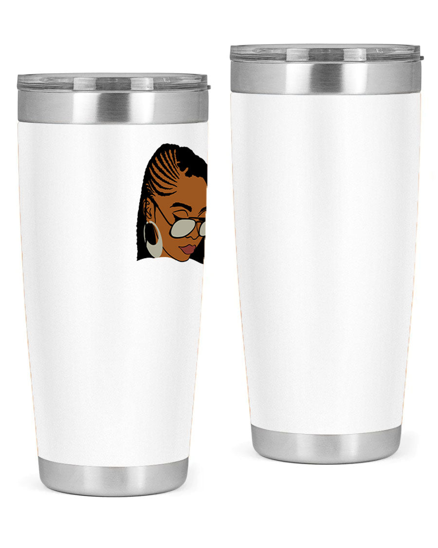 Black Afro 39# Tumbler featuring a stylish design, made from stainless steel with a copper lining, perfect for keeping drinks hot or cold.