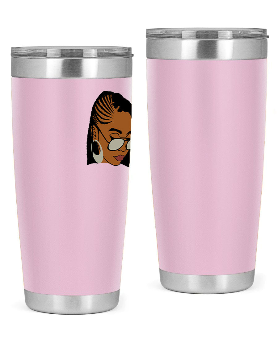 Black Afro 39# Tumbler featuring a stylish design, made from stainless steel with a copper lining, perfect for keeping drinks hot or cold.