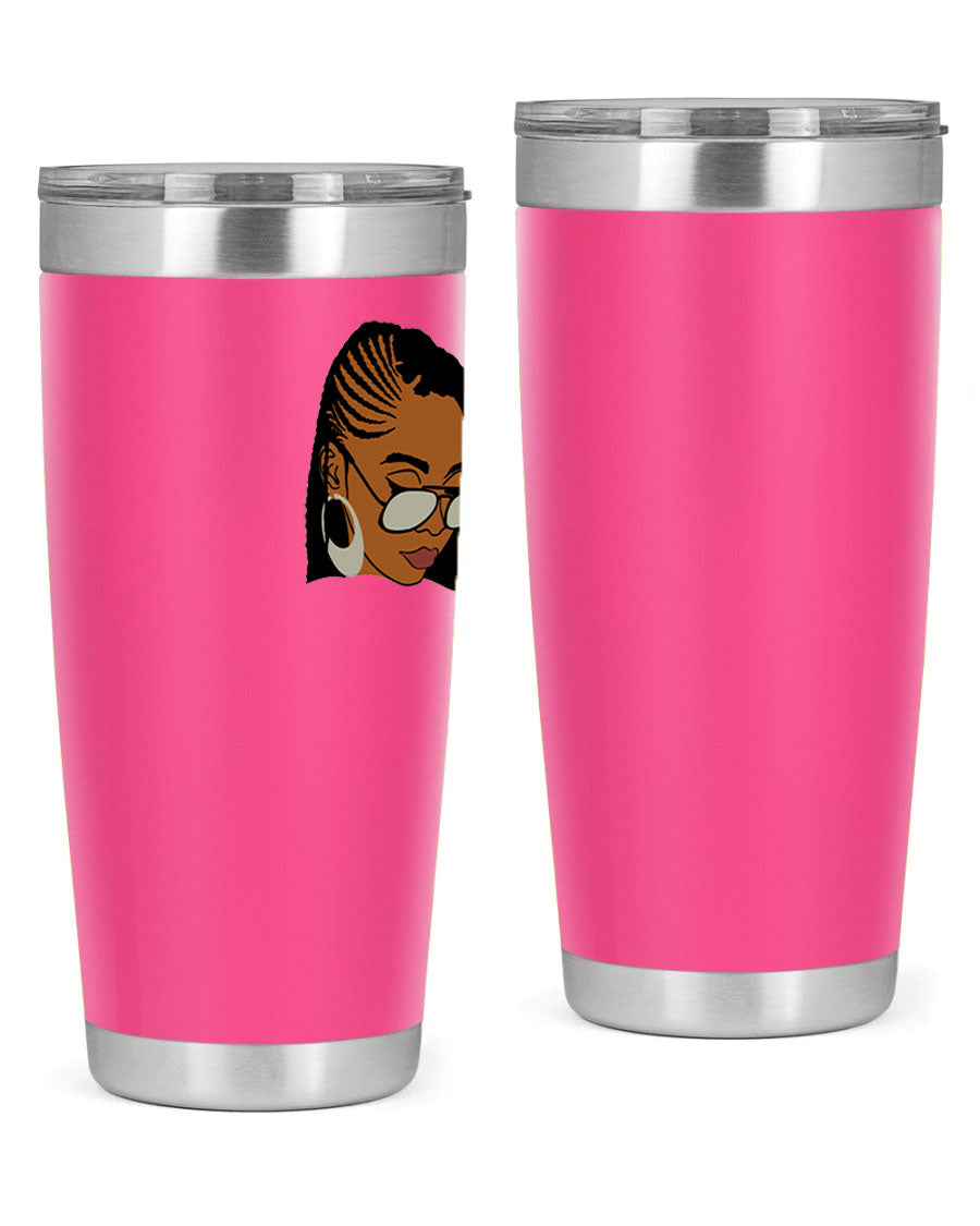 Black Afro 39# Tumbler featuring a stylish design, made from stainless steel with a copper lining, perfect for keeping drinks hot or cold.
