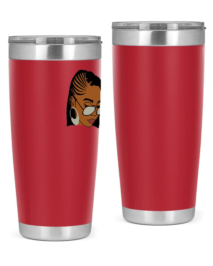 Black Afro 39# Tumbler featuring a stylish design, made from stainless steel with a copper lining, perfect for keeping drinks hot or cold.