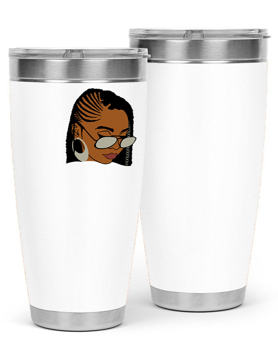 Black Afro 39# Tumbler featuring a stylish design, made from stainless steel with a copper lining, perfect for keeping drinks hot or cold.