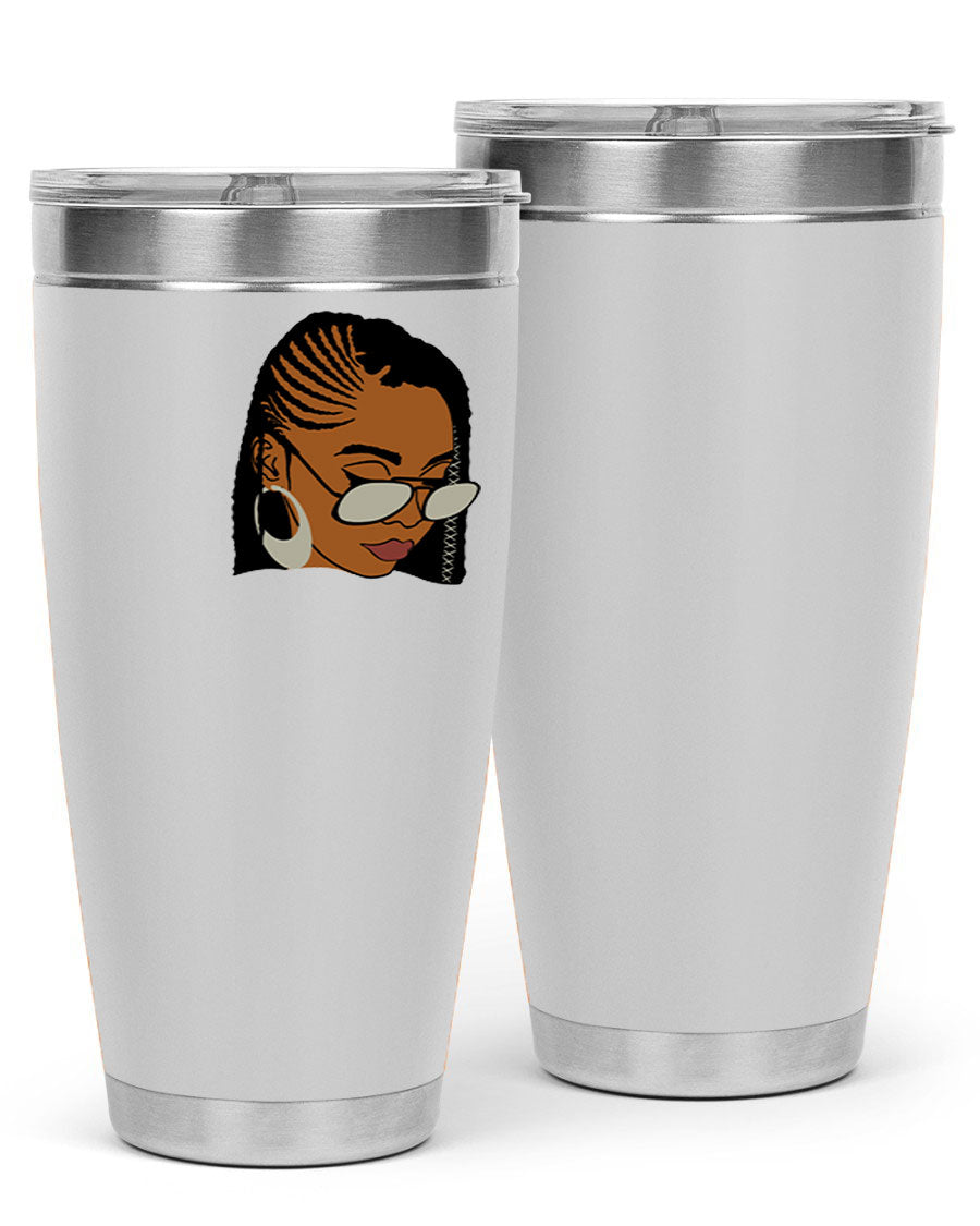 Black Afro 39# Tumbler featuring a stylish design, made from stainless steel with a copper lining, perfect for keeping drinks hot or cold.