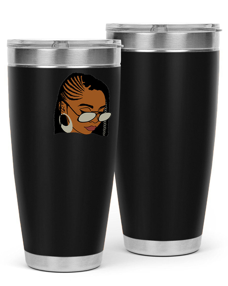 Black Afro 39# Tumbler featuring a stylish design, made from stainless steel with a copper lining, perfect for keeping drinks hot or cold.
