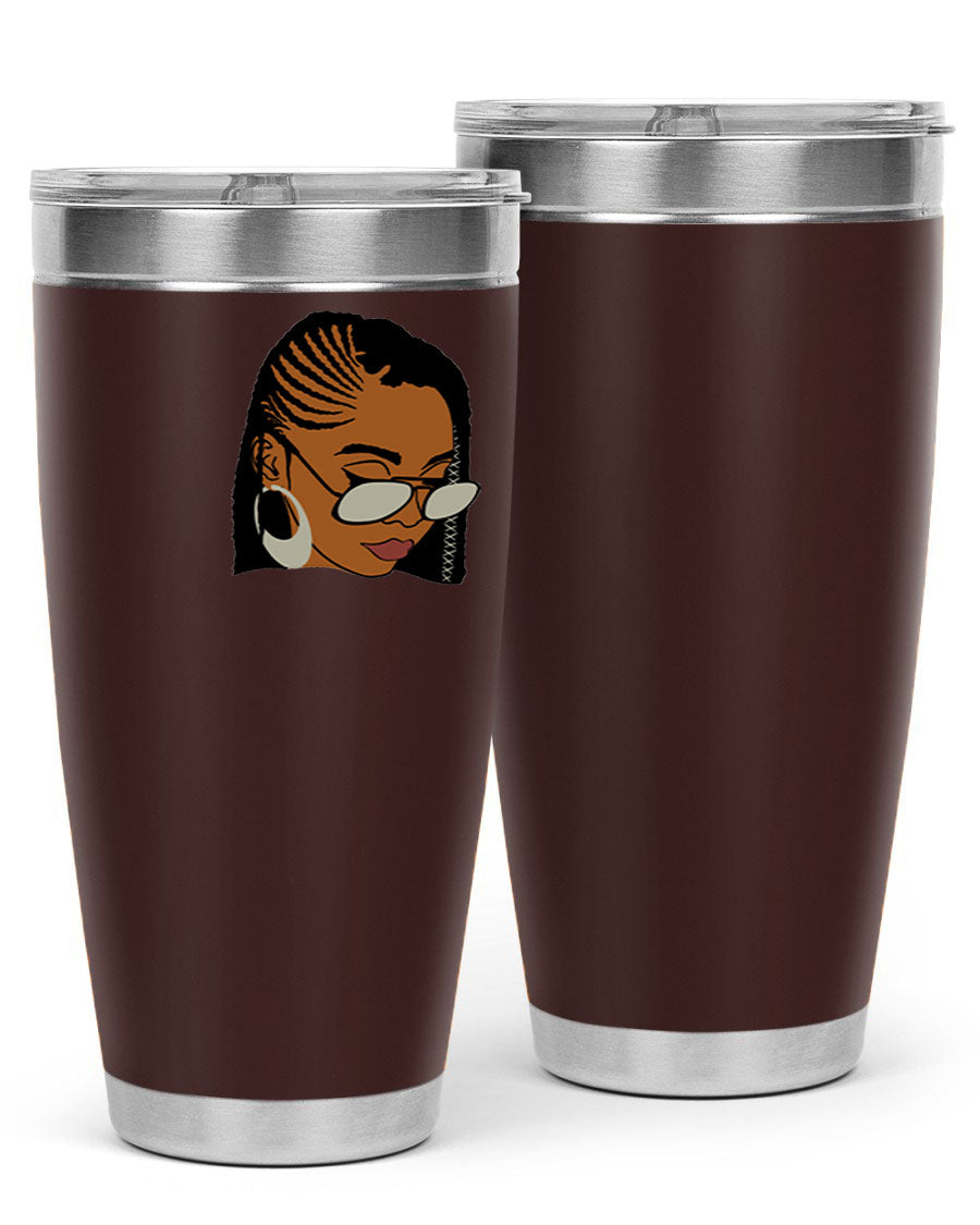 Black Afro 39# Tumbler featuring a stylish design, made from stainless steel with a copper lining, perfect for keeping drinks hot or cold.