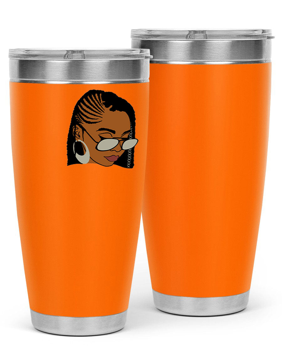 Black Afro 39# Tumbler featuring a stylish design, made from stainless steel with a copper lining, perfect for keeping drinks hot or cold.