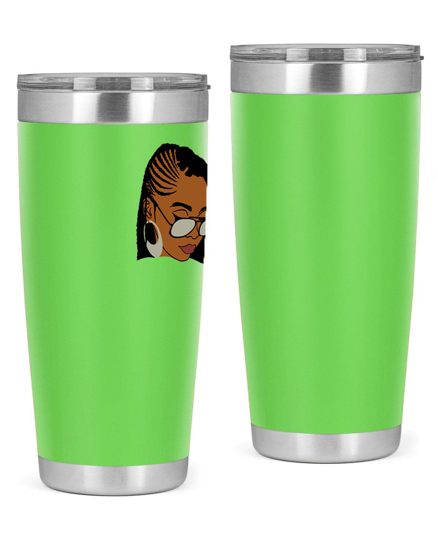 Black Afro 39# Tumbler featuring a stylish design, made from stainless steel with a copper lining, perfect for keeping drinks hot or cold.