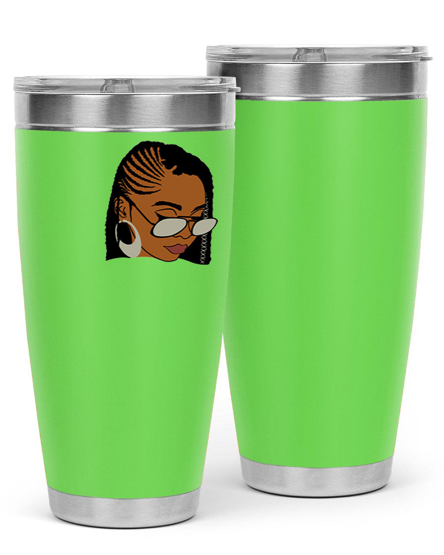 Black Afro 39# Tumbler featuring a stylish design, made from stainless steel with a copper lining, perfect for keeping drinks hot or cold.